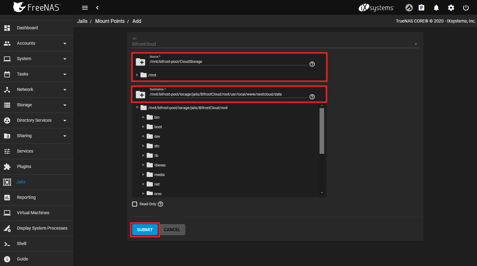 TerraMaster install NextCloud on FreeNAS